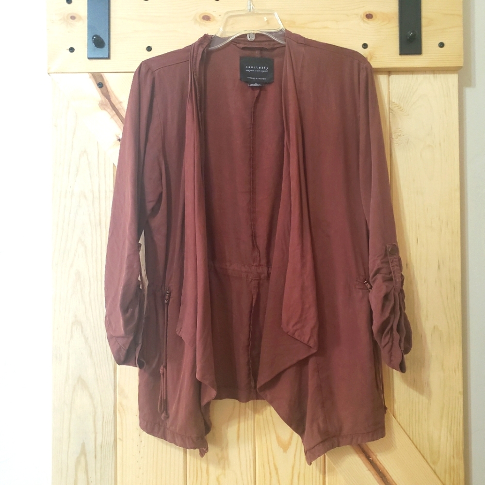 Sanctuary Cardigan Rust color, Size S, Drawstring and Gathered sleeve detail